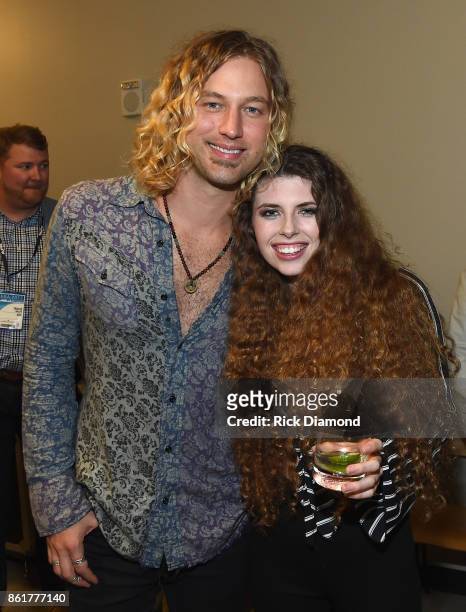 Casey James and Hannah Wicklund pose backstage at the APA Party during IEBA 2017 Conference on October 15, 2017 in Nashville, Tennessee.