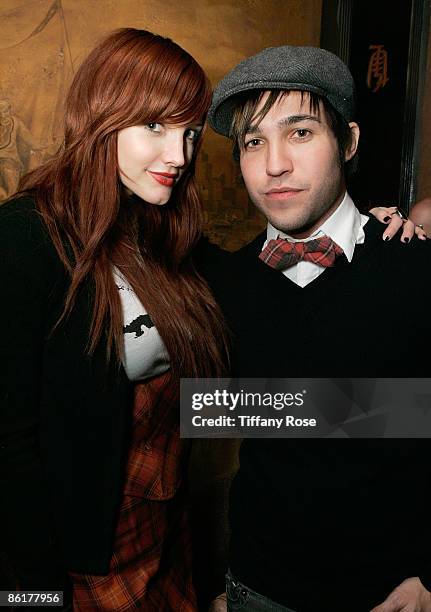 Ashlee Simpson-Wentz and Pete Wentz pose at Sir Richard Branson's Launch Party for V Australia on February 27, 2009 at Bar Marmont in West Hollywood,...