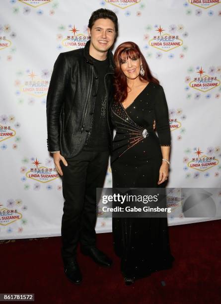 Singers Daniel Emmet and Linda Suzanne attend the debut of Suzanne's show "Linda Suzanne Sings Divas of Pop" at the South Point Hotel & Casino on...