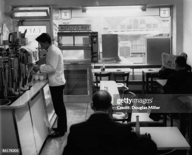 The interior of Steve's Restaurant on Lower Marsh, London, 8th February 1961. It was here that Harry Houghton and Gordon Lonsdale, two of the accused...