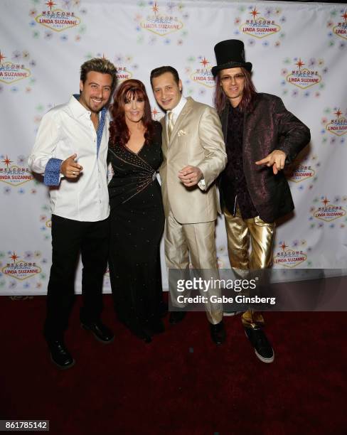 Magician Tommy Wind, singer Linda Suzanne, entertainer David De Costa and band leader John Wakerman attend the debut of "Linda Suzanne Sings Divas of...