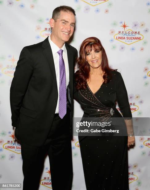 Dr. Jack Brown and singer Linda Suzanne attend the debut of Suzanne's show "Linda Suzanne Sings Divas of Pop" at the South Point Hotel & Casino on...