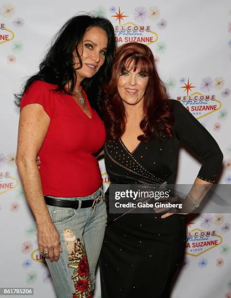 Jamie Kiger and singer Linda Suzanne attend the debut of Suzanne's show "Linda Suzanne Sings Divas of Pop" at the South Point Hotel & Casino on...