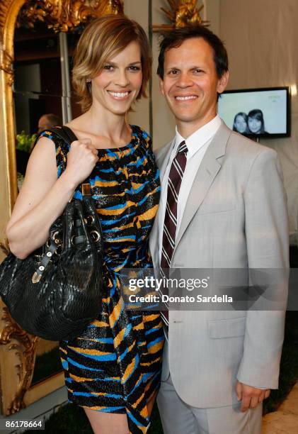 Actress Hilary Swank and John Campisi attend the Los Angeles Antiques Show Opening Night Preview Party For P.S. Arts on April 22, 2009 in Santa...