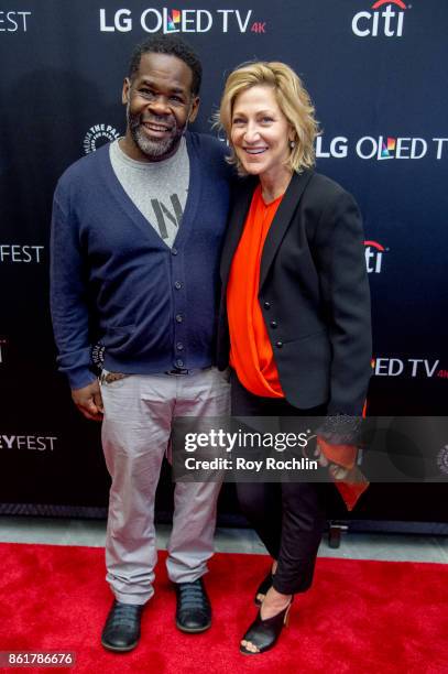 Craig muMs Grant aka muMs the Schemer and Edie Falco attend the PaleyFest NY 2017 "Oz" reunion at The Paley Center for Media on October 15, 2017 in...