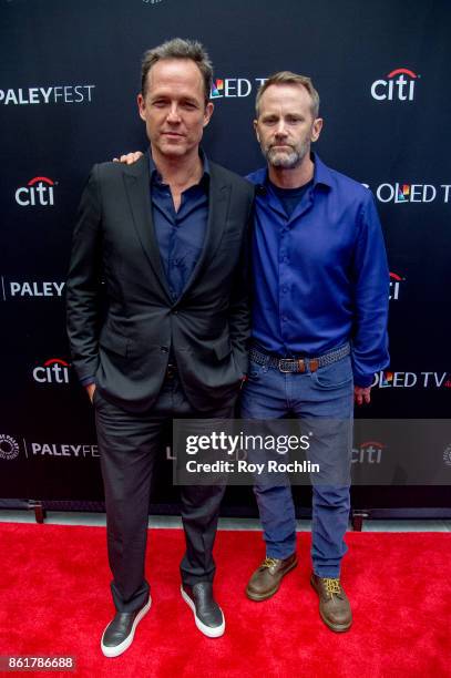 Dean Winters and Lee Tergsen attend the PaleyFest NY 2017 "Oz" reunion at The Paley Center for Media on October 15, 2017 in New York City.