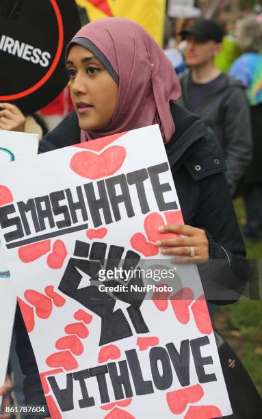 Canadian Muslims joined hundreds of protestors during in a rally against White Supremacy and Islamophobia at Queen's Park in Toronto, Ontario,...