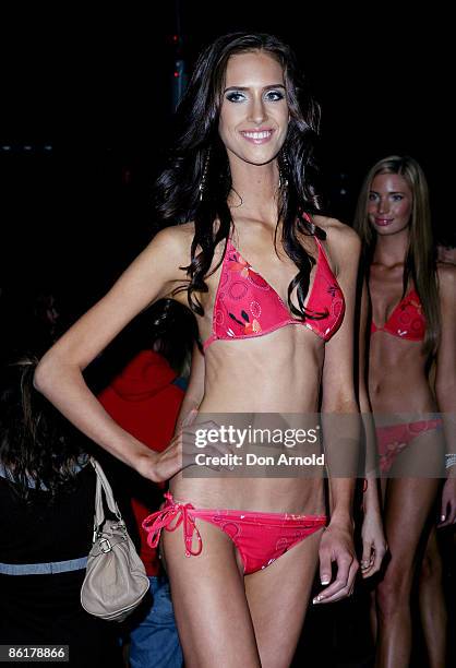 Model struts the catwalk during the finalists warm up event for 'Miss Universe Australia' at Goldfish on April 21, 2009 in Sydney, Australia.
