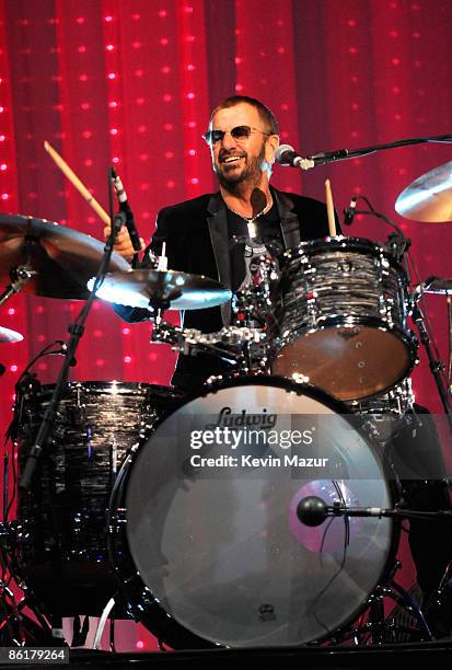 Ringo Starr performs at the David Lynch Foundation "Change Begins Within" show at Radio City Music Hall on April 4, 2009 in New York City.