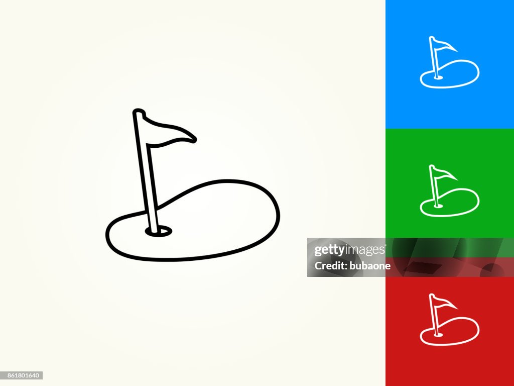 Golf Hole Flag Black Stroke Linear Icon