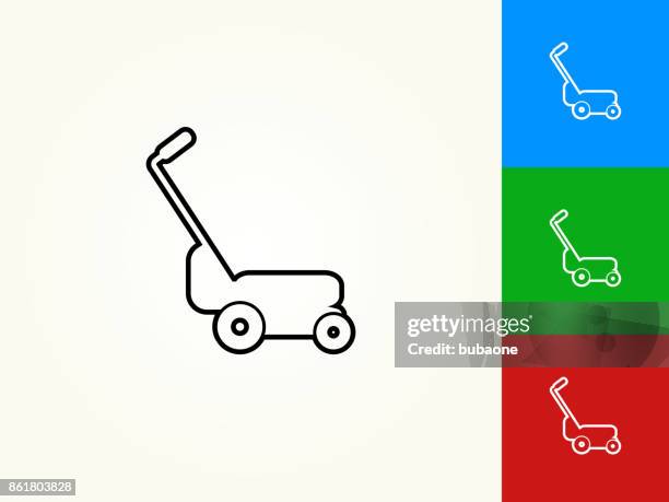 lawn mower black stroke linear icon - mower stock illustrations