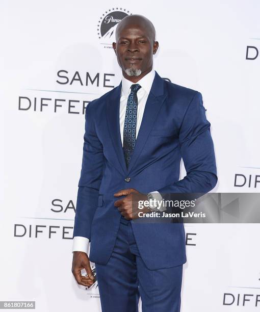 Actor Djimon Hounsou attends the premiere of "Same Kind of Different as Me" at Westwood Village Theatre on October 12, 2017 in Westwood, California.