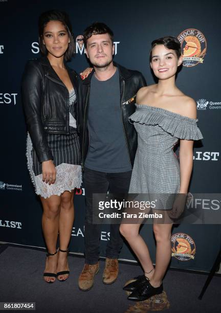 Actors Alexandra Shipp, Josh Hutcherson and Brianna Hildebrand attend the 2017 Screamfest Horror Film Festival at TCL Chinese 6 Theatres on October...