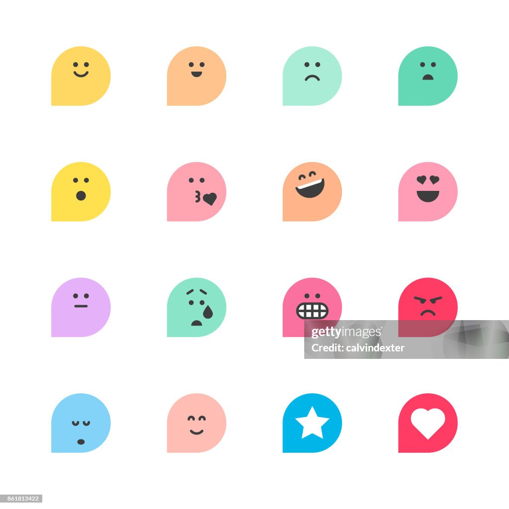 Set of basic emoticons reactions