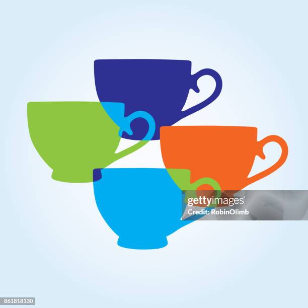 stockillustraties, clipart, cartoons en iconen met kleurrijke theepot pictogrammen - steeping