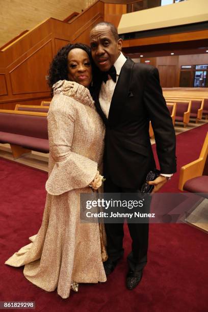 Kathy Jordan Sharpton and Freddie Jackson attend Dominique Sharpton And Dr. Marcus Bright's wedding ceremony on October 15, 2017 in New York City.