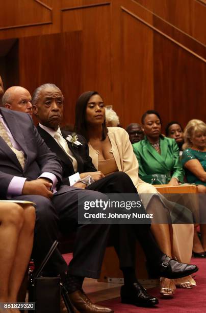 Rev. Al Sharpton and Aisha McShaw attend Dominique Sharpton And Dr. Marcus Bright's wedding ceremony on October 15, 2017 in New York City.