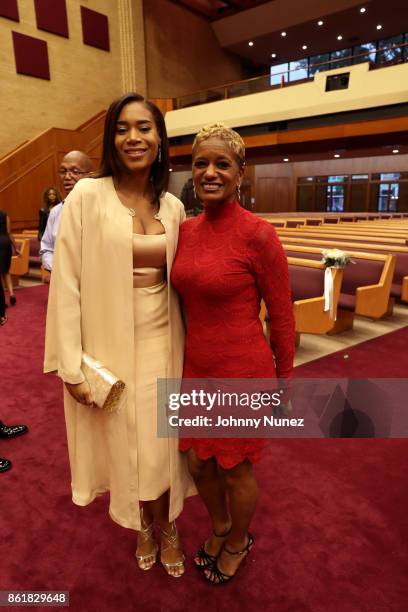 Aisha McShaw and Rachel Noerdlinger attend Dominique Sharpton And Dr. Marcus Bright's wedding ceremony on October 15, 2017 in New York City.