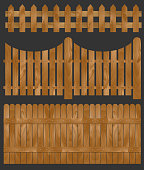 Wooden fence, vector illustration