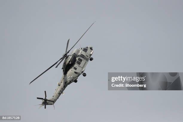 South Korean Marine Corps. KUH-1 Surion utility helicopter, manufactured by Korea Aerospace Industries Ltd., performs maneuvers during a press day of...