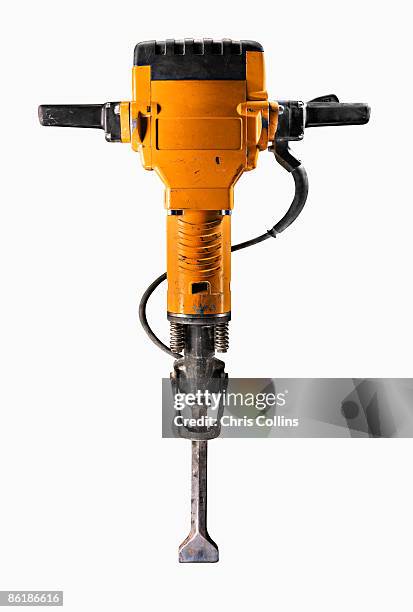 orange jackhammer - jackhammer stock pictures, royalty-free photos & images
