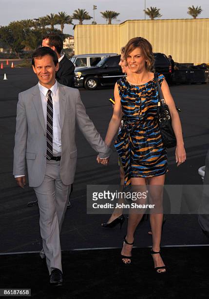 John Campisi and actress Hilary Swank attend the 14th Annual Los Angeles Antiques Show Opening Night Preview Party For P.S. Arts at the Barker Hanger...