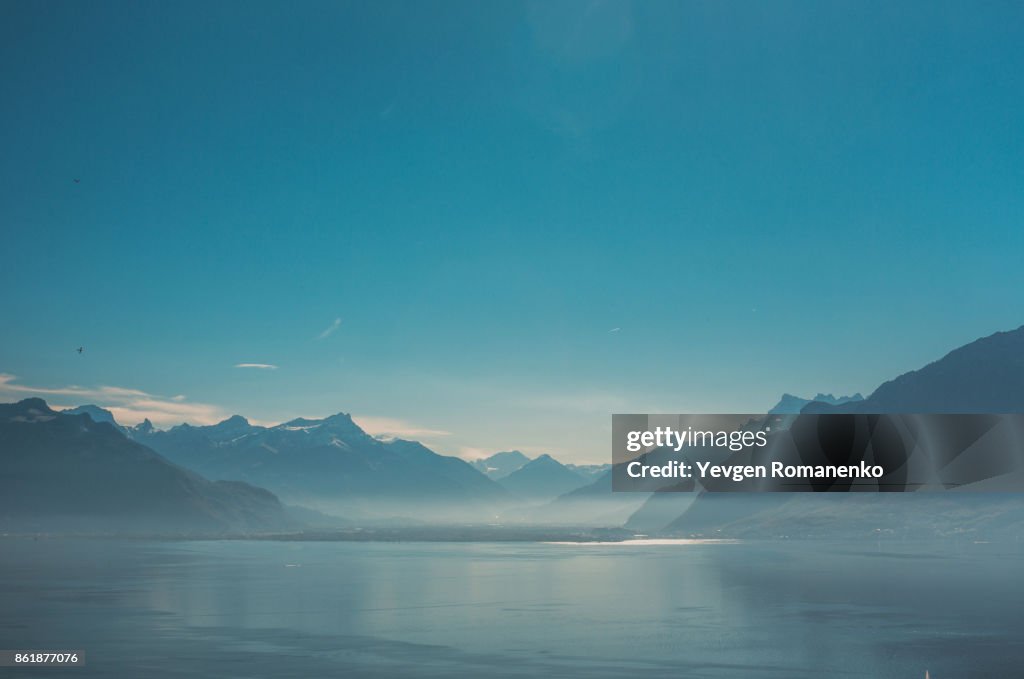 View on lake and mountains in Switzerland