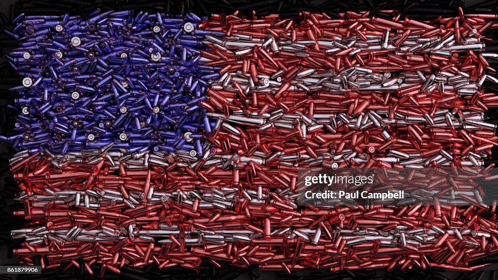 USA Flag formed out of bullets