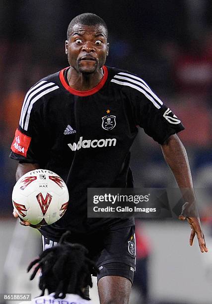 Pirates defender Rooi Mahamutsa reacts during the Absa Premiership match between SuperSport United and Orlando Pirates at Loftus Stadium on April 23,...