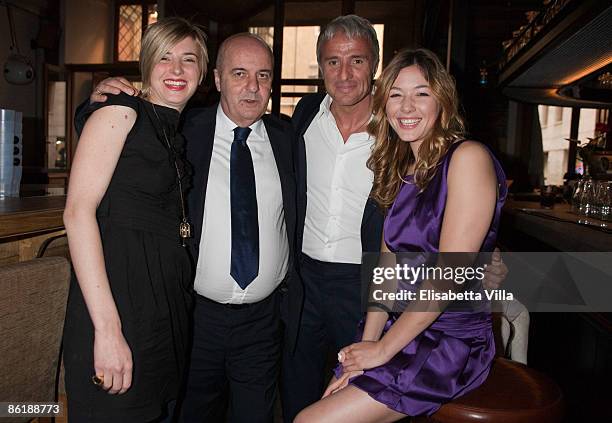 Carolina Di Domenico, FIFA agent Ernesto Bronzetti, Giampiero Pocetta and actress Sarah Felberbaum attend 'Www.caffebronzetti.com' press conference...