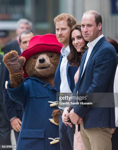 Paddington Bear, Prince Harry, Catherine, Duchess of Cambridge and Prince William, Duke of Cambridge attends the Charities Forum Event on board the...