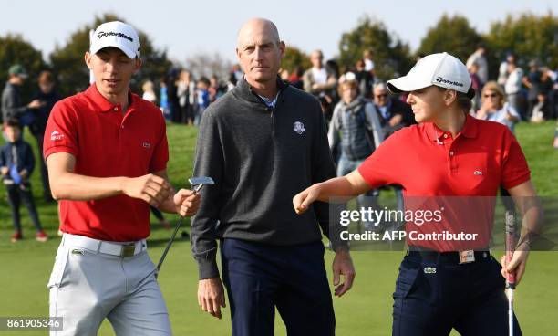 S Ryder Cup captains Jim Furyk poses during the 2018 Ryder Cup media day on october 16, 2017 at the Golf National in Guyancourt, near Paris, the...