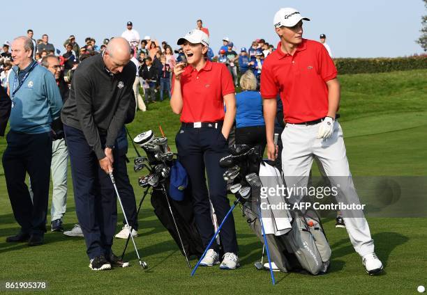 S Ryder Cup captains Jim Furyk poses during the 2018 Ryder Cup media day on october 16, 2017 at the Golf National in Guyancourt, near Paris, the...