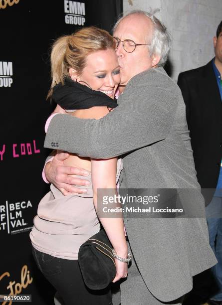Actors Hilary Duff and Chevy Chase attend the after party for "Stay Cool" during the 2009 Tribeca Film Festival at tenjune on April 23, 2009 in New...