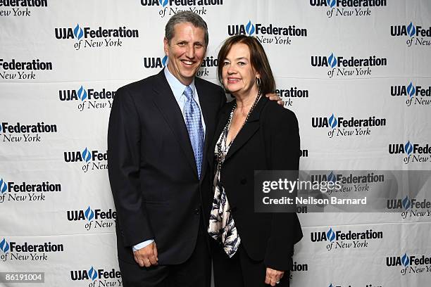 Honoree and President of MTV Networks Entertainment Group Doug Herzog and Judy McGrath, chief executive officer of MTV Networks pose for a photograph...