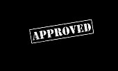approved rubber stamp on a black background