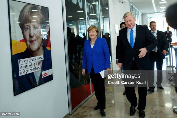 German Chancellor and leader of the German Christian Democrats Angela Merkel and CDU lead candidate in yesterday's state elections in Lower Saxony...