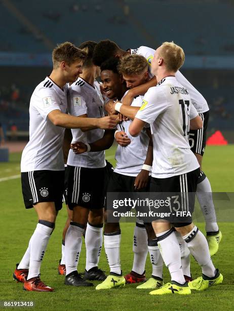 John Yeboah of Germany celebrates his goal with team mates during the FIFA U-17 World Cup India 2017 Round of 16 match between Colombia and Germany...
