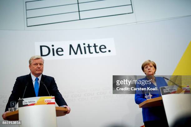 German Chancellor and leader of the German Christian Democrats Angela Merkel and CDU lead candidate in yesterday's state elections in Lower Saxony...