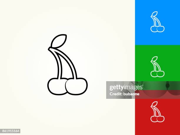 two cherries black stroke linear icon - black cherry stock illustrations