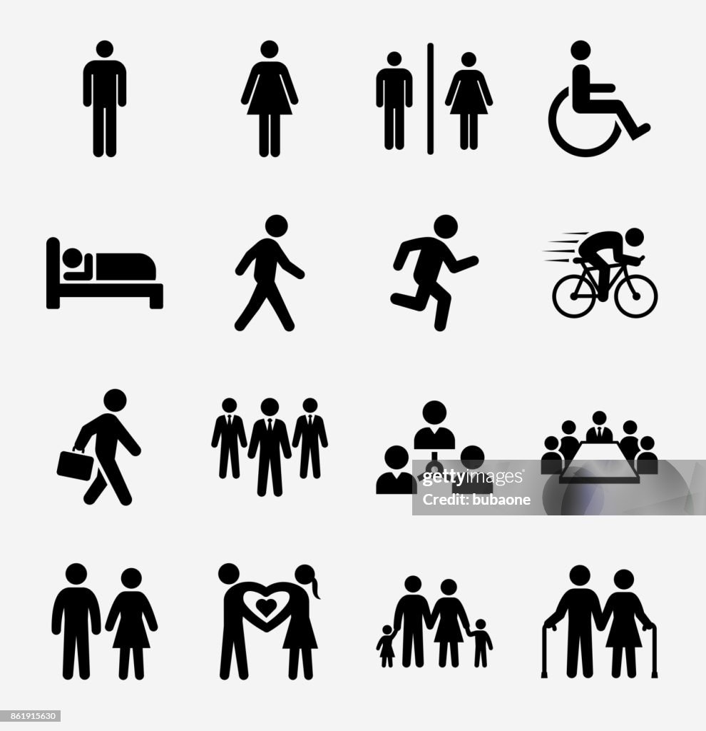 Mensen en moderne leven Icon Set op lichte achtergrond