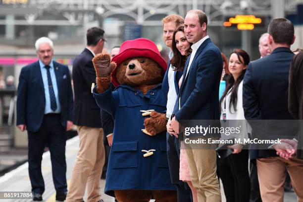 Prince William, Duke of Cambridge, Catherine, Duchess of Cambridge, Prince Harry and Paddington Bear attend the Charities Forum Event on board the...