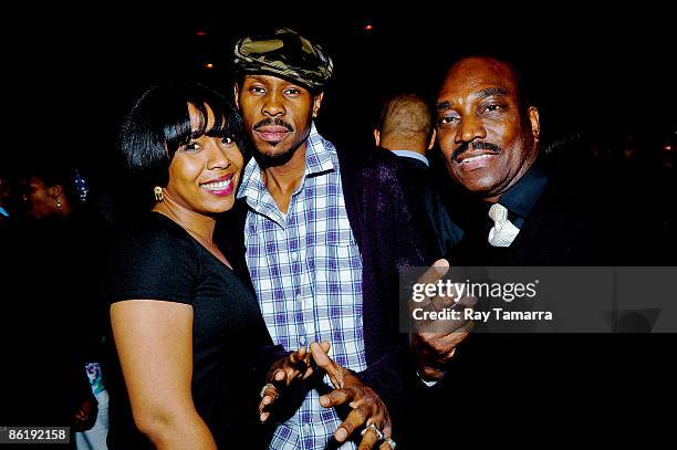Actors Erica Chamblee Wood Harris, and Clifton Powell attend the "Jazz in the Diamond District" premiere after party at Jin on April 23, 2009 in...