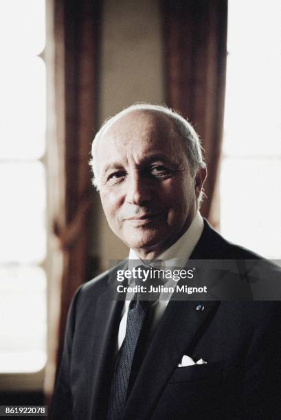 Ex-French Prime Minister Laurent Fabius is photographed for L'Express on October 2016 in Paris, France.