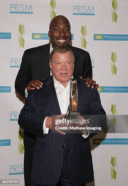 Actors John Salley and William Shatner who won the award for Best Performance in a Drama Series - " Boston Legal" at The 2009 PRISM Awards held at...