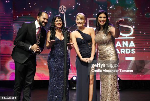 Pedro Ynoa, Celines Toribio, Katherine Castro and Claudia Brugal are seen at the 2nd Annual Women In Film Dominicana Iris Movie Awards 2017 at Teatro...