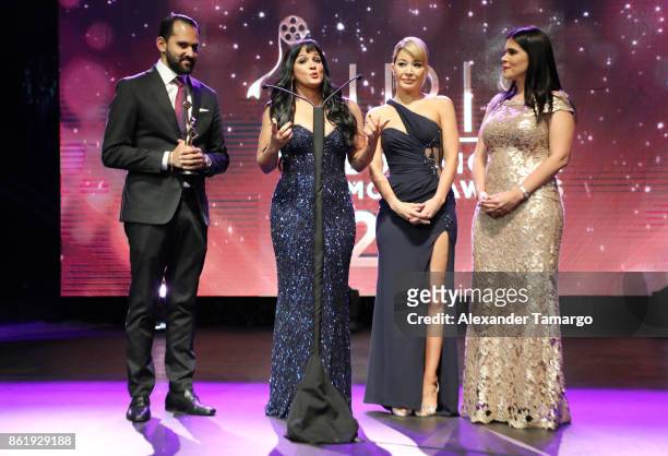 Pedro Ynoa, Celines Toribio, Katherine Castro and Claudia Brugal are seen at the 2nd Annual Women In Film Dominicana Iris Movie Awards 2017 at Teatro...