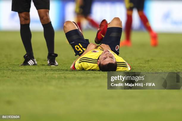 Fabian Angel of Colombia reacts during the FIFA U-17 World Cup India 2017 Round of 16 match between Columbia and Germany at Jawaharlal Nehru Stadium...