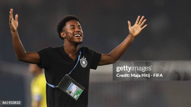 John Yeboah of Germany celebrates after the FIFA U-17 World Cup India 2017 Round of 16 match between Columbia and Germany at Jawaharlal Nehru Stadium...