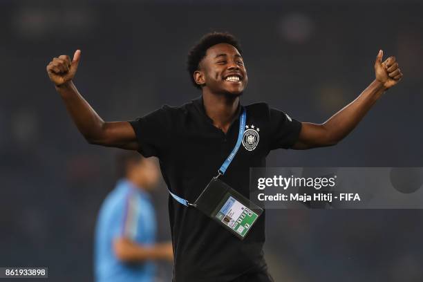 John Yeboah of Germany celebrates after the FIFA U-17 World Cup India 2017 Round of 16 match between Columbia and Germany at Jawaharlal Nehru Stadium...